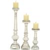 imageDeco 79 Glass Handmade Decorative Candle Holder Turned Style Pillar Candle Stand Set of 3 Candlestick Holder 11quot 15quot 21quotH Silver