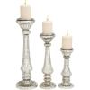 imageDeco 79 Glass Handmade Decorative Candle Holder Turned Style Pillar Candle Stand Set of 3 Candlestick Holder 21quot 17quot 12quotH Silver21x17x12