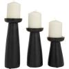 imageDeco 79 Mango Wood Decorative Candle Holder Pillar Candle Stand Set of 3 Candlestick Holder 10quot 6quot 8quot H Black