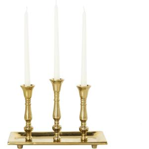 imageDeco 79 Aluminum Metal 3 Candle Candelabra with Candle Plate 12quot x 6quot x 9quot GoldGold