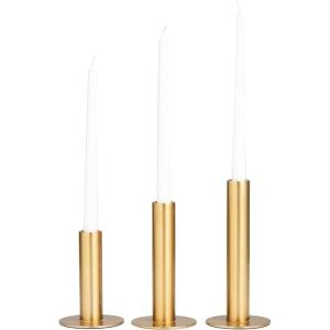 imageDeco 79 Aluminum Metal Decorative Candle Holder Slim Candle Stand with Round Bases Set of 3 Candlestick Holder 12quot 10quot 8quot H GoldGold