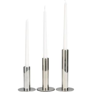 imageDeco 79 Aluminum Metal Decorative Candle Holder Slim Candle Stand with Round Bases Set of 3 Candlestick Holder 12quot 10quot 8quot H GoldSilver