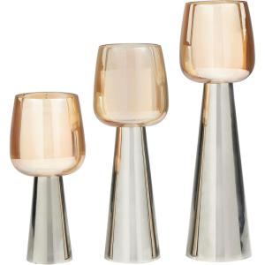 imageDeco 79 Aluminum Slim Candle Holder with White Marble Base Set of 3 15 13 11quot H GoldSilver