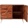 imageDeco 79 Metal 3 Drawers 1 Shelf and 2 Doors Buffet with Gold Inlay 46quot x 16quot x 36quot Brown