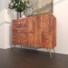 imageDeco 79 Metal 3 Drawers 1 Shelf and 2 Doors Buffet with Gold Inlay 46quot x 16quot x 36quot Brown