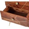 imageDeco 79 Metal 3 Drawers 1 Shelf and 2 Doors Buffet with Gold Inlay 46quot x 16quot x 36quot Brown