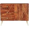 imageDeco 79 Metal 3 Drawers 1 Shelf and 2 Doors Buffet with Gold Inlay 46quot x 16quot x 36quot Brown