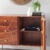 imageDeco 79 Metal 3 Drawers 1 Shelf and 2 Doors Buffet with Gold Inlay 46quot x 16quot x 36quot Brown