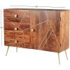 imageDeco 79 Metal 3 Drawers 1 Shelf and 2 Doors Buffet with Gold Inlay 46quot x 16quot x 36quot Brown