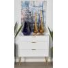 imageDeco 79 Wooden Geometric Room Cabinet Storage Cabinet with Gold Accents Accent Cabinet 32quot x 15quot x 32quot WhiteHoneycomb