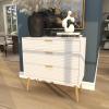 imageDeco 79 Wooden Geometric Room Cabinet Storage Cabinet with Gold Accents Accent Cabinet 32quot x 15quot x 32quot WhiteHoneycomb