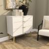 imageDeco 79 Wooden Geometric Room Cabinet Storage Cabinet with Gold Accents Accent Cabinet 32quot x 15quot x 32quot WhiteHoneycomb