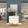 imageDeco 79 Wooden Geometric Room Cabinet Storage Cabinet with Gold Accents Accent Cabinet 32quot x 15quot x 32quot WhiteHoneycomb