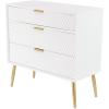 imageDeco 79 Wooden Geometric Room Cabinet Storage Cabinet with Gold Accents Accent Cabinet 32quot x 15quot x 32quot WhiteHoneycomb