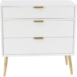 imageDeco 79 Wooden Geometric Room Cabinet Storage Cabinet with Gold Accents Accent Cabinet 32quot x 15quot x 32quot WhiteHoneycomb