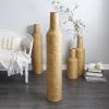imageDeco 79 Bamboo Wood Decorative Vase Tall Woven Floor Centerpiece Round Vase for Home Decoration White and Beige 85quot x 85quot x 39quotBrown