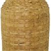 imageDeco 79 Bamboo Wood Decorative Vase Tall Woven Floor Centerpiece Round Vase for Home Decoration White and Beige 85quot x 85quot x 39quotBrown