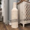 imageDeco 79 Bamboo Wood Decorative Vase Tall Woven Floor Centerpiece Round Vase for Home Decoration White and Beige 85quot x 85quot x 39quotWhite