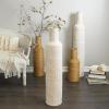imageDeco 79 Bamboo Wood Decorative Vase Tall Woven Floor Centerpiece Round Vase for Home Decoration White and Beige 85quot x 85quot x 39quotWhite