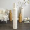 imageDeco 79 Bamboo Wood Decorative Vase Tall Woven Floor Centerpiece Round Vase for Home Decoration White and Beige 85quot x 85quot x 39quotWhite