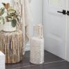 imageDeco 79 Bamboo Wood Decorative Vase Tall Woven Floor Centerpiece Round Vase for Home Decoration White and Beige 85quot x 85quot x 39quotWhite