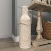 imageDeco 79 Bamboo Wood Decorative Vase Tall Woven Floor Centerpiece Round Vase for Home Decoration White and Beige 85quot x 85quot x 39quotWhite