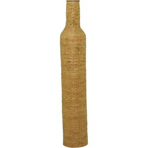 imageDeco 79 Bamboo Wood Decorative Vase Tall Woven Floor Centerpiece Round Vase for Home Decoration White and Beige 85quot x 85quot x 39quotBrown