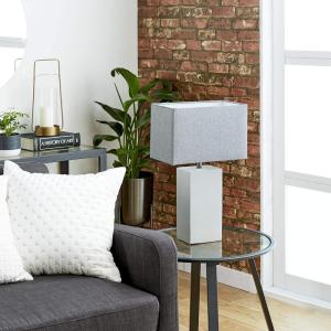 imageDeco 79 Cement Stone Room Table Lamp Accent Lamp with Square Shade Lamp 15quot x 9quot x 23quot Gray