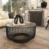 imageDeco 79 Aluminum Metal Geometric Open Frame Wire Coffee Table with Silver Aluminum Top 30quot x 30quot x 17quot Black30 x 30 x 17