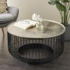 imageDeco 79 Aluminum Metal Geometric Open Frame Wire Coffee Table with Silver Aluminum Top 30quot x 30quot x 17quot Black30 x 30 x 17