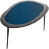 imageDeco 79 Aluminum Metal Living Room Coffee Table Abstract Oval Shaped Table with Shaded Glass Top Center Table 30quot x 25quot x 18quot BlackCenter Table 30 x 25 x 18