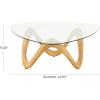 imageDeco 79 Cement Stone Abstract Wood Grain Inspired Coffee Table with Wavy Base and Triangular Glass Top 42quot x 42quot x 15quot Beige