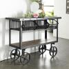 imageDeco 79 Industrial Wood and Metal Round Coffee Table 30quotW x 17quotH Gray BrownBrown  Black