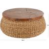 imageDeco 79 Rattan Living Room Coffee Table Wrapped for Home with Teak Tabletop Center Table 35quot x 35quot x 15quot Brown