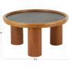 imageDeco 79 Wood Handmade Living Room Coffee Table Table with Black Tabletop Center Table 32quot x 32quot x 16quot BrownBrown