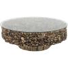 imageDeco 79 Driftwood Handmade Collage and Pedestal Base Coffee Table with Tempered Glass Top 48quot x 48quot x 16quot Brown