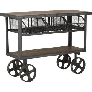 imageDeco 79 Industrial Wood and Metal Round Coffee Table 30quotW x 17quotH Gray BrownBrown  Black