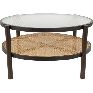 imageDeco 79 Rattan Living Room Coffee Table Table with Pressed Tempered Glass Top Center Table 34quot x 34quot x 17quot BrownCenter Table 34 x 34 x 17