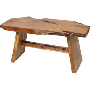 imageDeco 79 Teak Wood Handmade Living Room Coffee Table Live Edge Top Table Center Table 35quot x 16quot x 18quot Brown