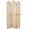 imageDeco 79 Wooden Geometric Handmade Partition Room Divider Screen Arched Foldable 3 Panel Privacy Screen with Woven Circular Cutouts Room Partition 55quot x 2quot x 71quot BlackBrown