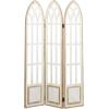 imageDeco 79 Wooden Geometric Handmade Partition Room Divider Screen Arched Foldable 3 Panel Privacy Screen with Woven Circular Cutouts Room Partition 55quot x 2quot x 71quot BlackWhite