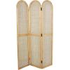 imageDeco 79 Wooden Geometric Handmade Partition Room Divider Screen Arched Foldable 3 Panel Privacy Screen with Woven Circular Cutouts Room Partition 55quot x 2quot x 71quot BlackBrown