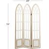 imageDeco 79 Wooden Geometric Handmade Partition Room Divider Screen Arched Foldable 3 Panel Privacy Screen with Woven Circular Cutouts Room Partition 55quot x 2quot x 71quot BlackWhite