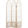 imageDeco 79 Wooden Geometric Handmade Partition Room Divider Screen Arched Foldable 3 Panel Privacy Screen with Woven Circular Cutouts Room Partition 55quot x 2quot x 71quot BlackWhite