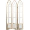imageDeco 79 Wooden Geometric Handmade Partition Room Divider Screen Arched Foldable 3 Panel Privacy Screen with Woven Circular Cutouts Room Partition 55quot x 2quot x 71quot BlackWhite
