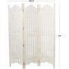 imageDeco 79 Wooden Geometric Handmade Partition Room Divider Screen Large Freestanding Adjustable Privacy Screen with Chain Link Pattern Room Partition 61quot x 1quot x 72quot Cream