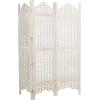 imageDeco 79 Wooden Geometric Handmade Partition Room Divider Screen Large Freestanding Adjustable Privacy Screen with Chain Link Pattern Room Partition 61quot x 1quot x 72quot Cream