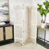 imageDeco 79 Wooden Geometric Handmade Partition Room Divider Screen Large Freestanding Adjustable Privacy Screen with Chain Link Pattern Room Partition 61quot x 1quot x 72quot Cream