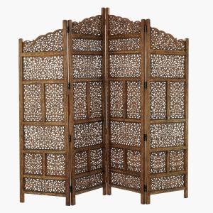 imageDeco 79 34006 Large 4Panel Brown Wood Screen Decorative Divider 80 x 72 Room Partition 80quot x 1quot x 72quot Oil Rubbed Bronze Finish