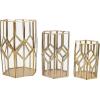 imageCosmoLiving by Cosmopolitan Metal Geometric Diamond Patterned Hexagon Candle Lantern with Clear Glass Set of 3 10quot 8quot 7quot H Gold